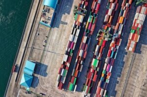 shipping port with shipping containers