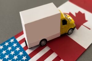 Toy Truck on USA and Canada Flags